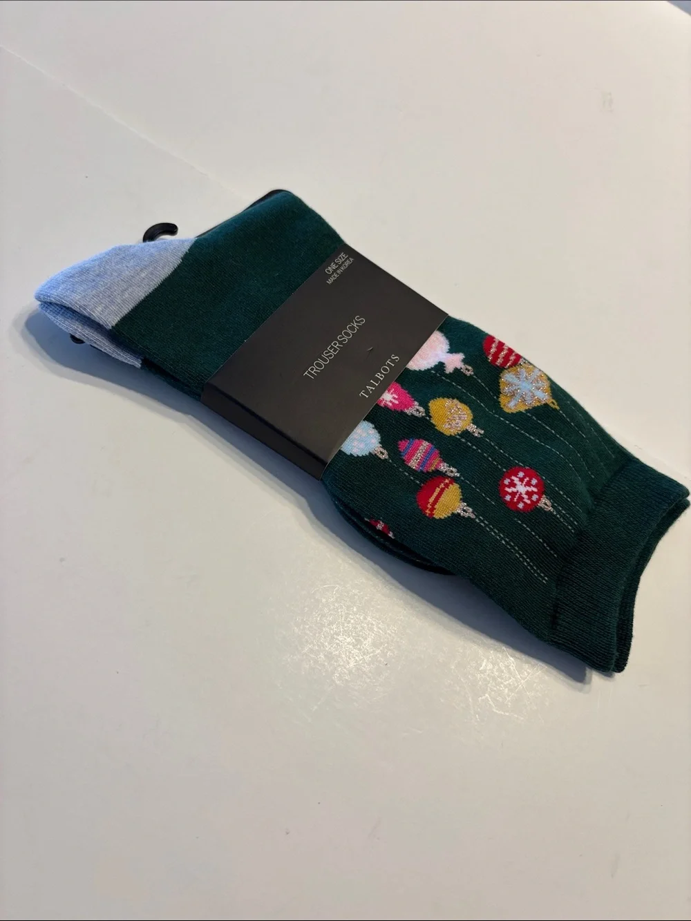 Talbolts Women's Green Christmas Ornament Trouser Socks